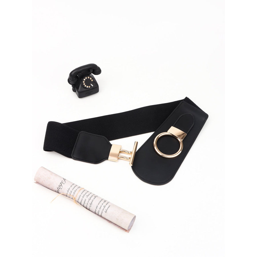 PU Elastic Wide Belt with Alloy Buckle