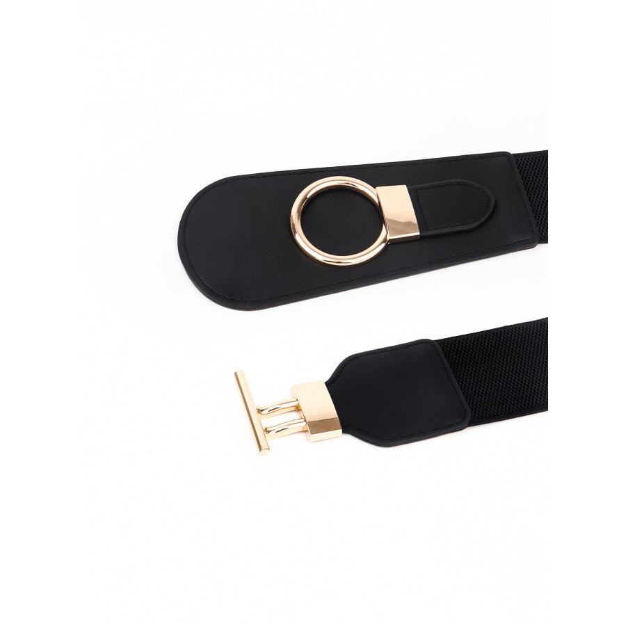 PU Elastic Wide Belt with Alloy Buckle