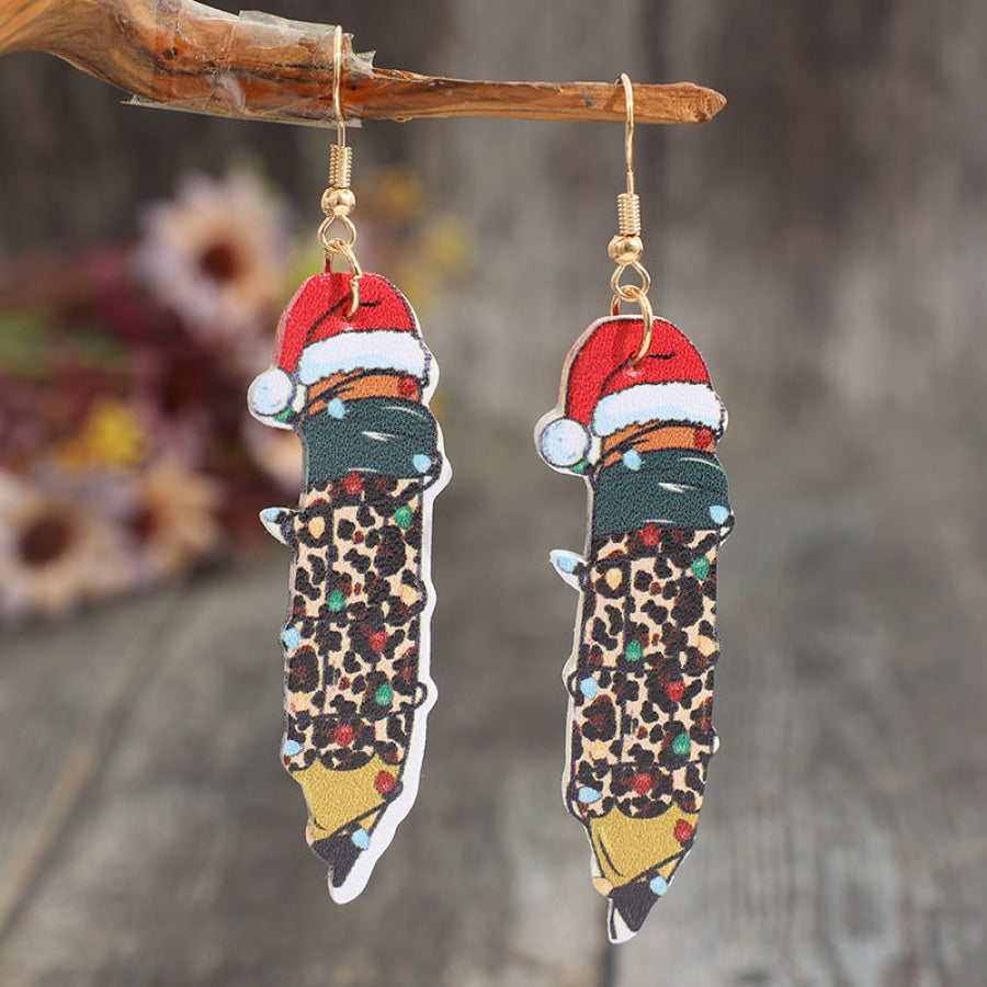 PU Leather Alloy Pencil Earrings Gold / One Size Apparel and Accessories