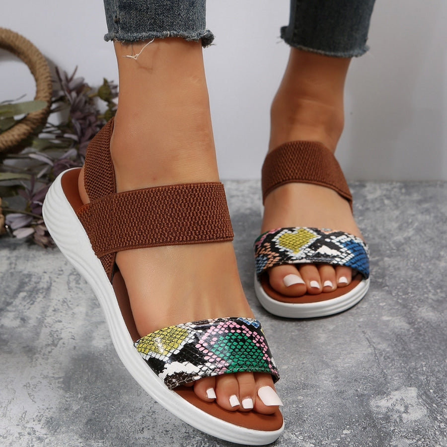 PU Leather Open Toe Low Heel Sandals Apparel and Accessories