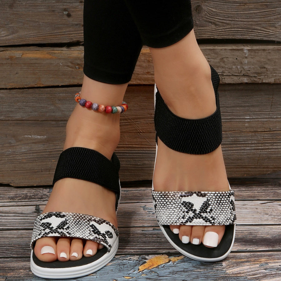 PU Leather Open Toe Low Heel Sandals Apparel and Accessories