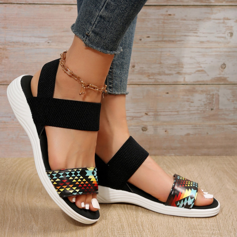 PU Leather Open Toe Low Heel Sandals Apparel and Accessories