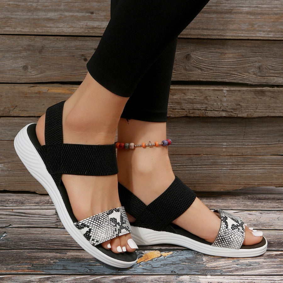 PU Leather Open Toe Low Heel Sandals Apparel and Accessories