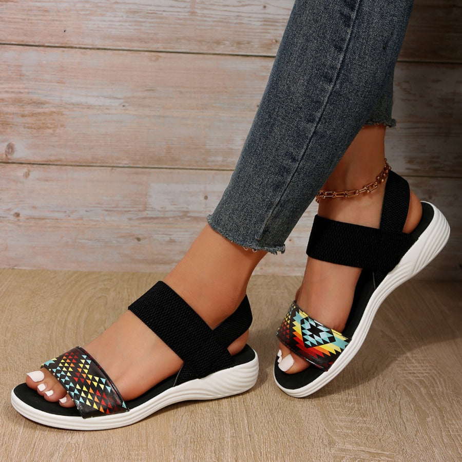 PU Leather Open Toe Low Heel Sandals Multicolor / 36(US5) Apparel and Accessories