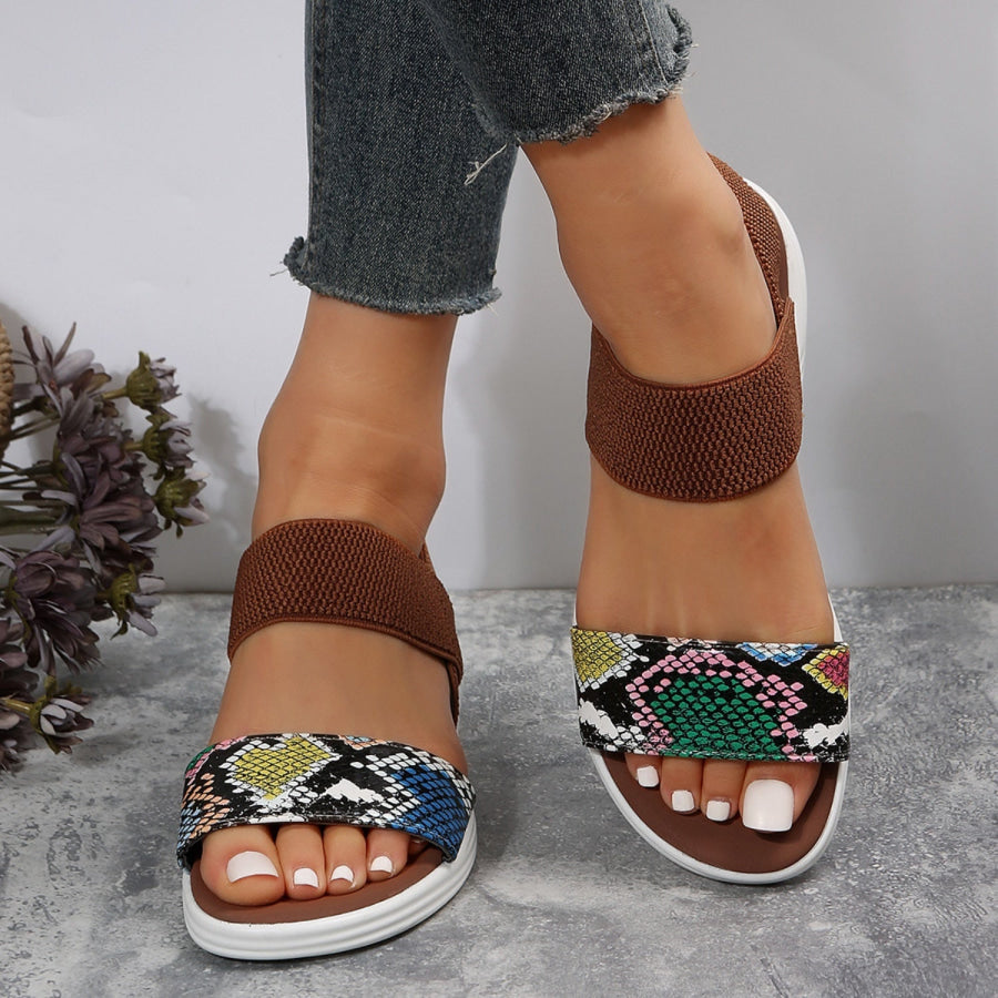 PU Leather Open Toe Low Heel Sandals Azure / 36(US5) Apparel and Accessories
