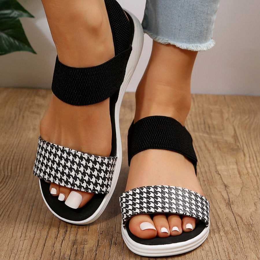 PU Leather Open Toe Low Heel Sandals Black / 36(US5) Apparel and Accessories