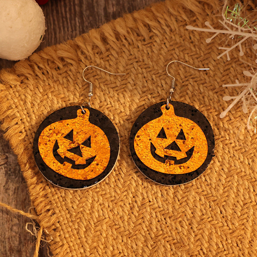 PU Leather Pumpkin Earrings Tangerine / One Size Apparel and Accessories