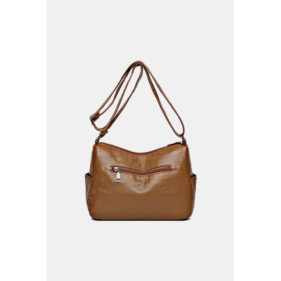 PU Leather Stud Detail Shoulder Bag Caramel / One Size Apparel and Accessories