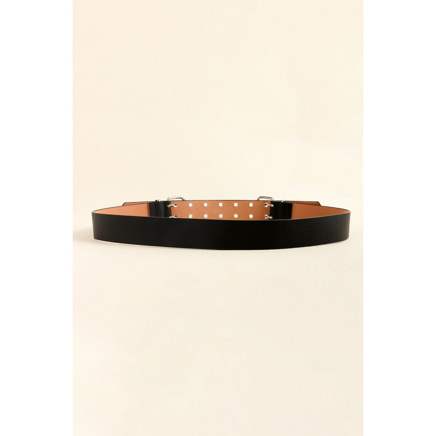 PU Leather Two Row Eyelet Belt Black / One Size