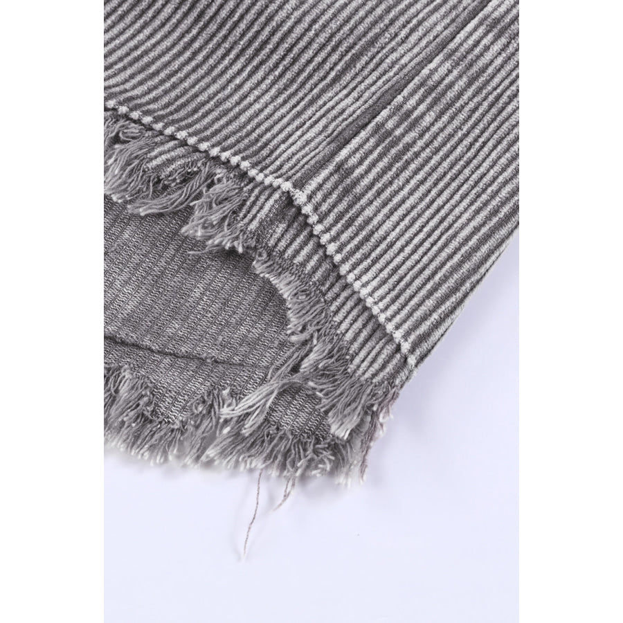 Raw Hem Snap Down Drawstring Hooded Jacket Apparel and Accessories