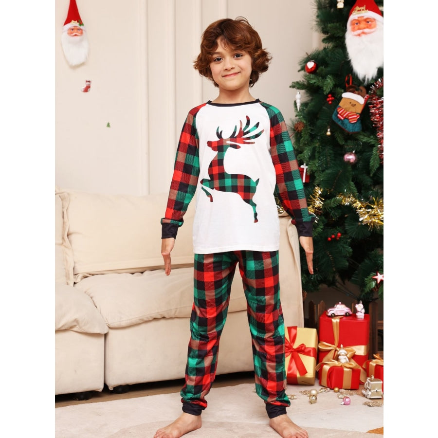 Reindeer Graphic Top and Plaid Pants Set Plaid / 2T