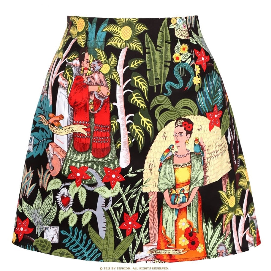 Retro Print Mini Skirt - Assorted Prints 08Red Cowgirl / S Skirts