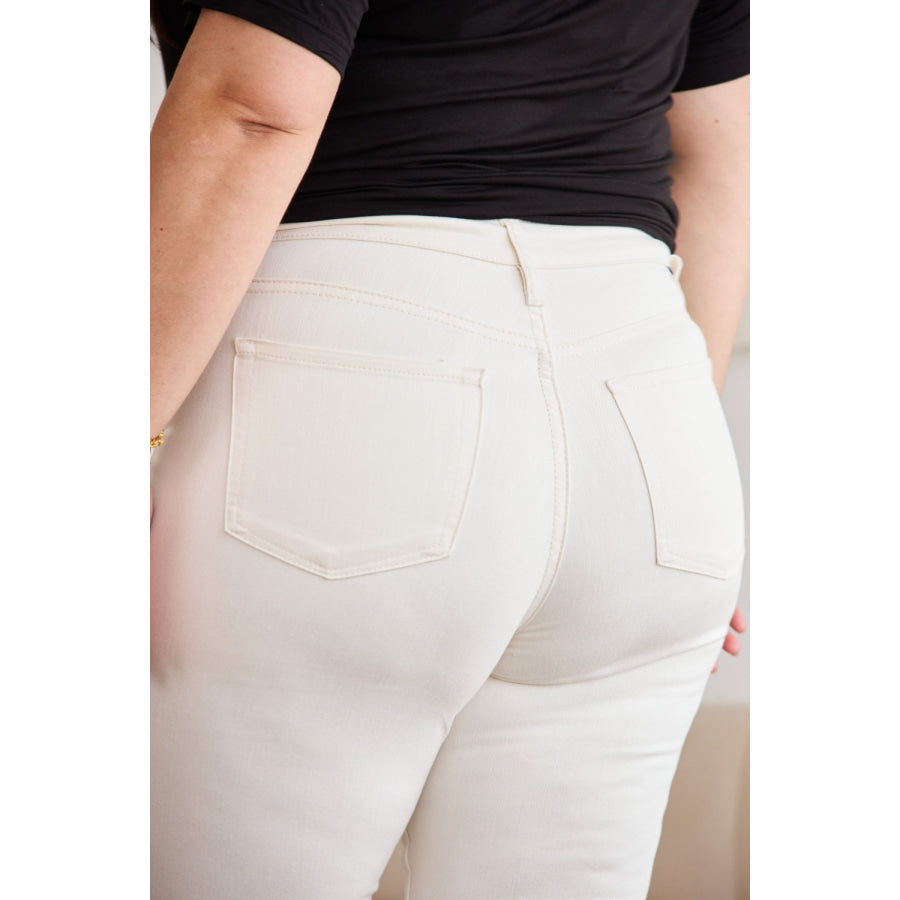 RFM Mini Mia Full Size Tummy Control High Waist Raw Hem Jeans Apparel and Accessories