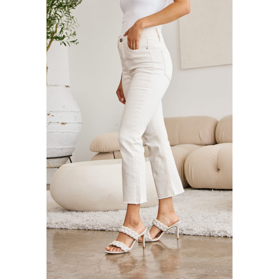 RFM Mini Mia Full Size Tummy Control High Waist Raw Hem Jeans Apparel and Accessories