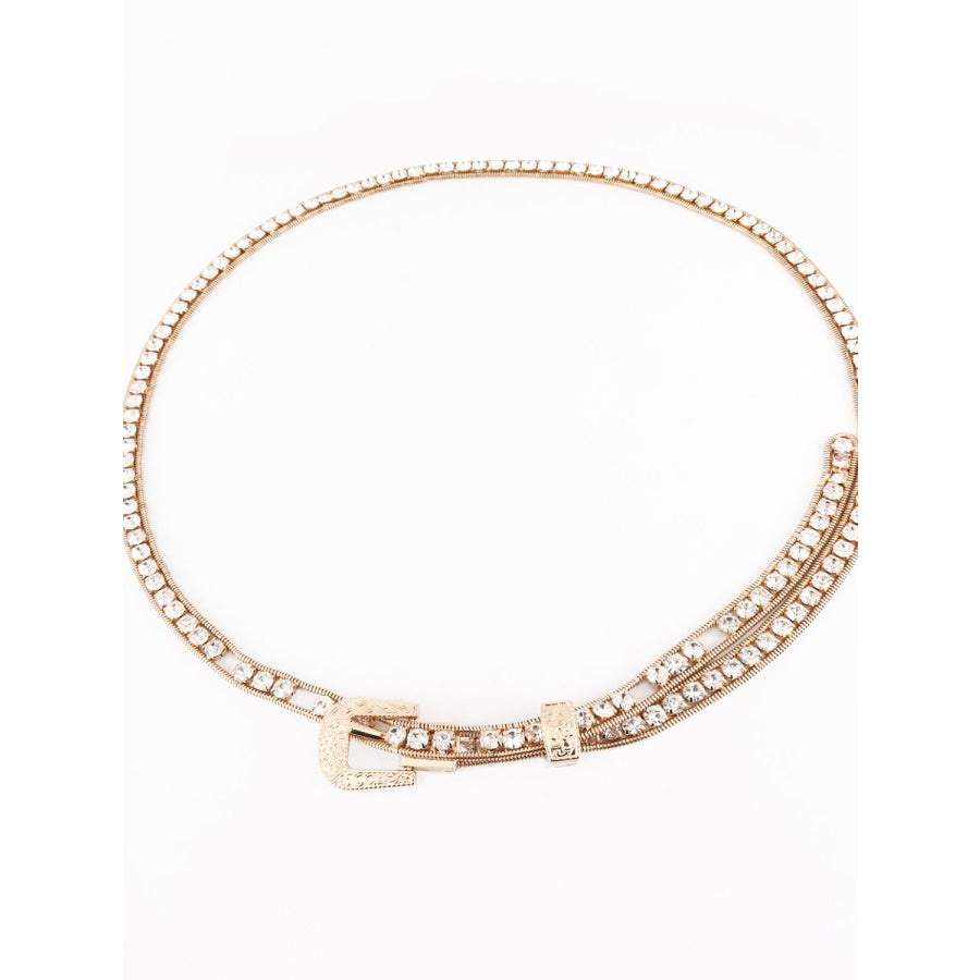 Rhinestone Metal Belt Gold / One Size
