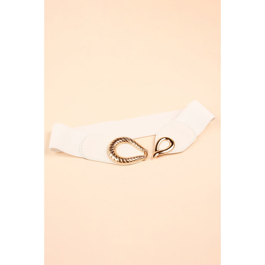 Ribbed Alloy Buckle Elastic Belt