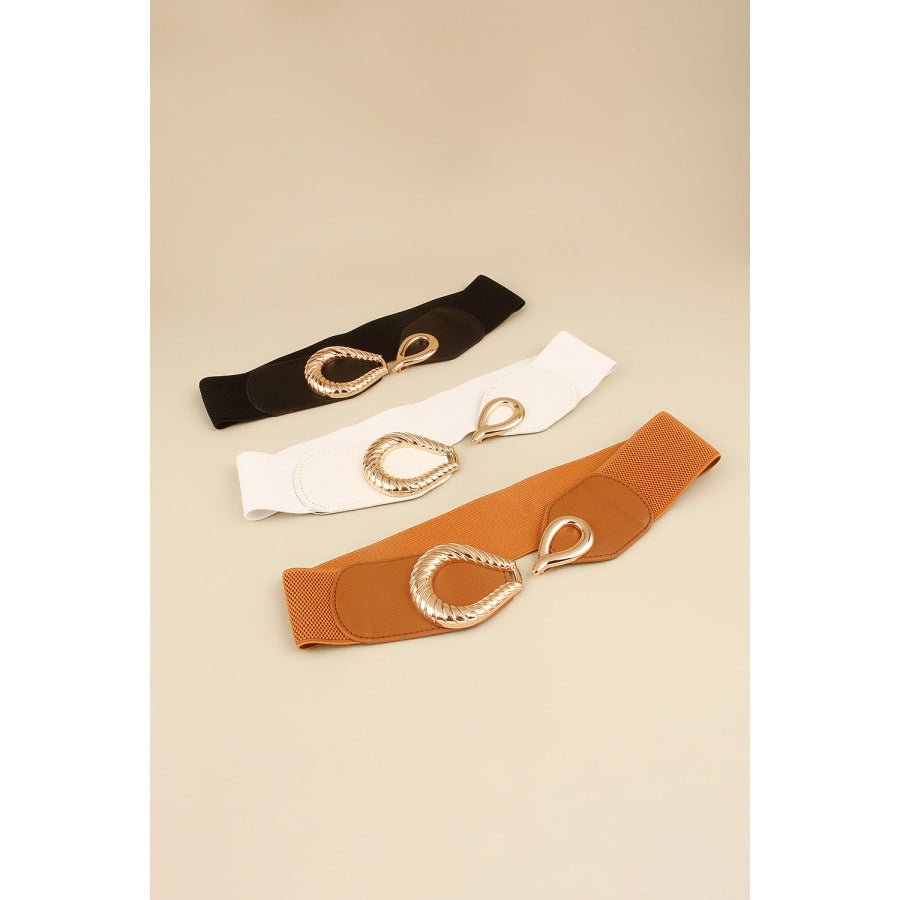 Ribbed Alloy Buckle Elastic Belt