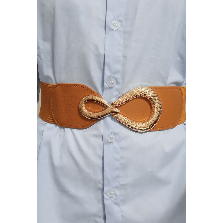 Ribbed Alloy Buckle Elastic Belt