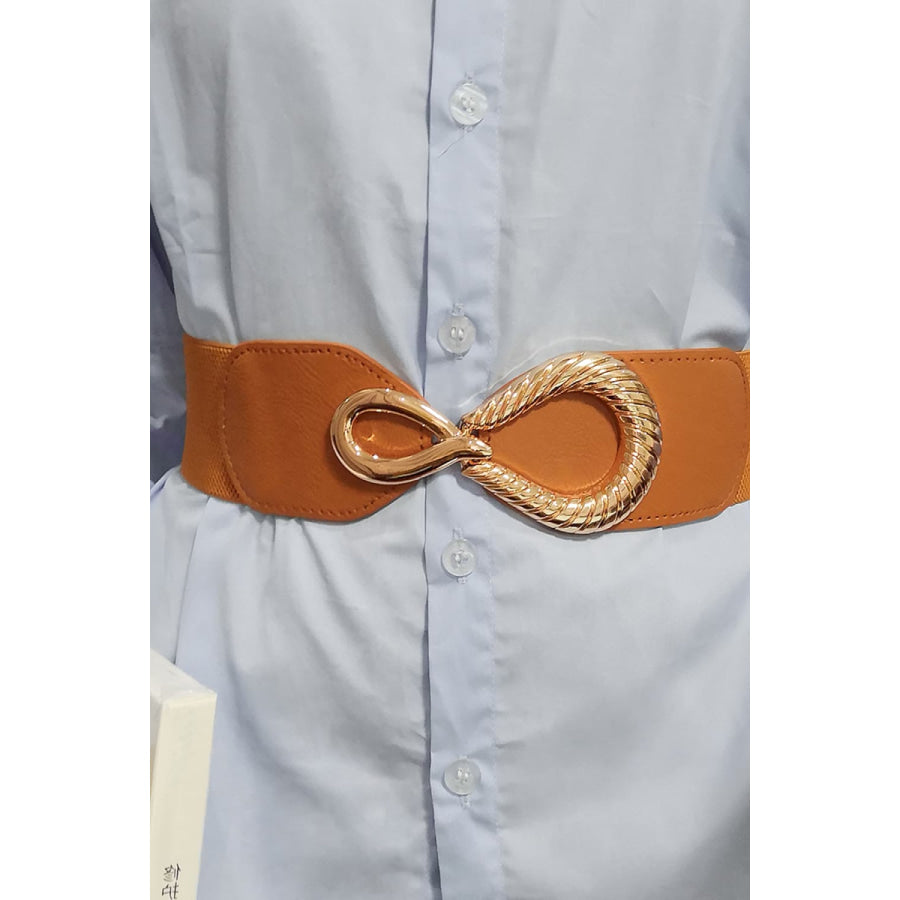 Ribbed Alloy Buckle Elastic Belt