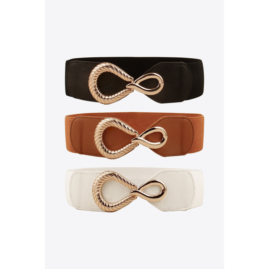 Ribbed Alloy Buckle Elastic Belt
