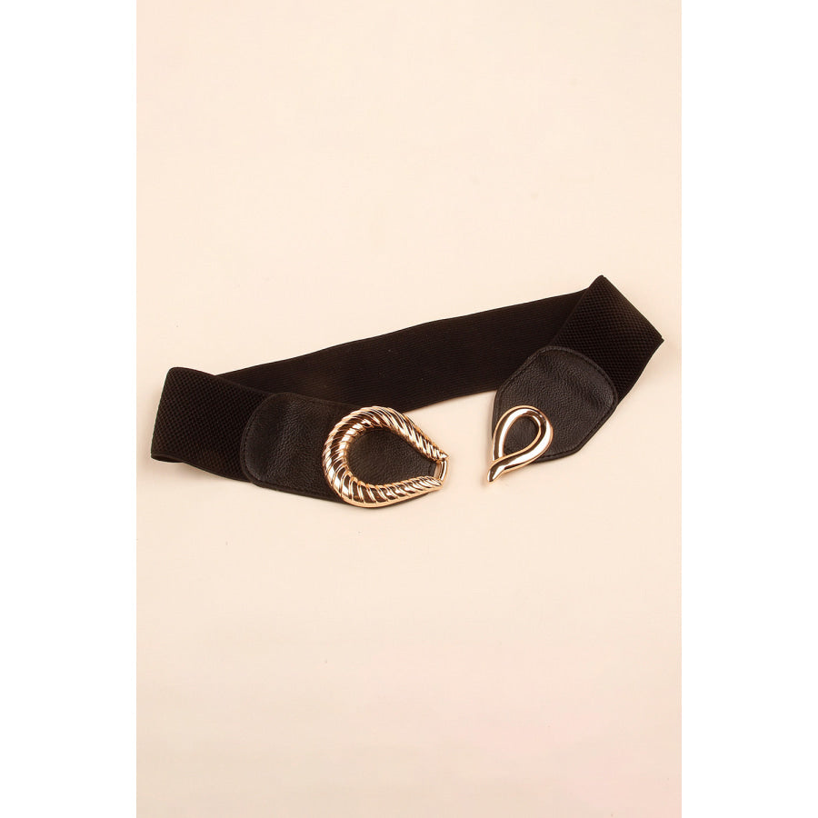 Ribbed Alloy Buckle Elastic Belt