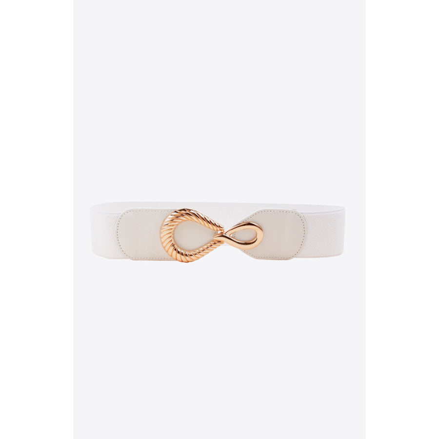 Ribbed Alloy Buckle Elastic Belt