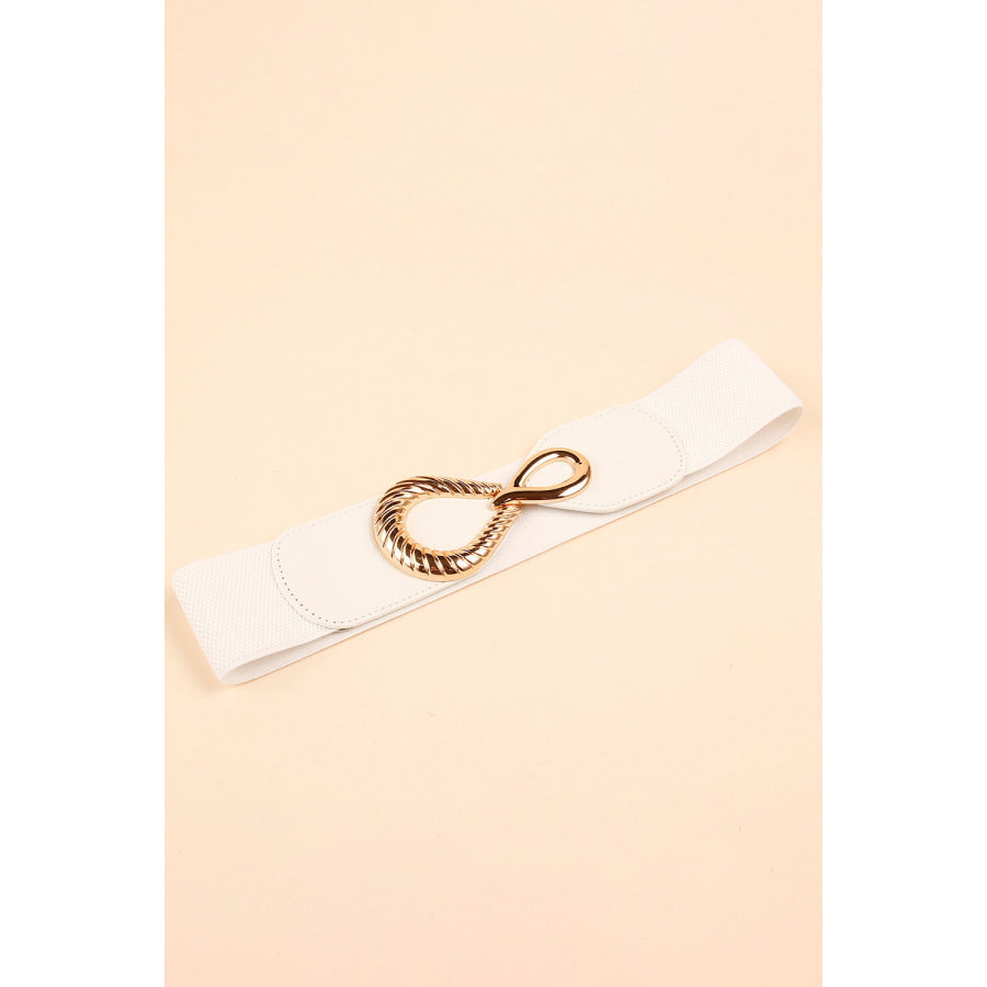 Ribbed Alloy Buckle Elastic Belt