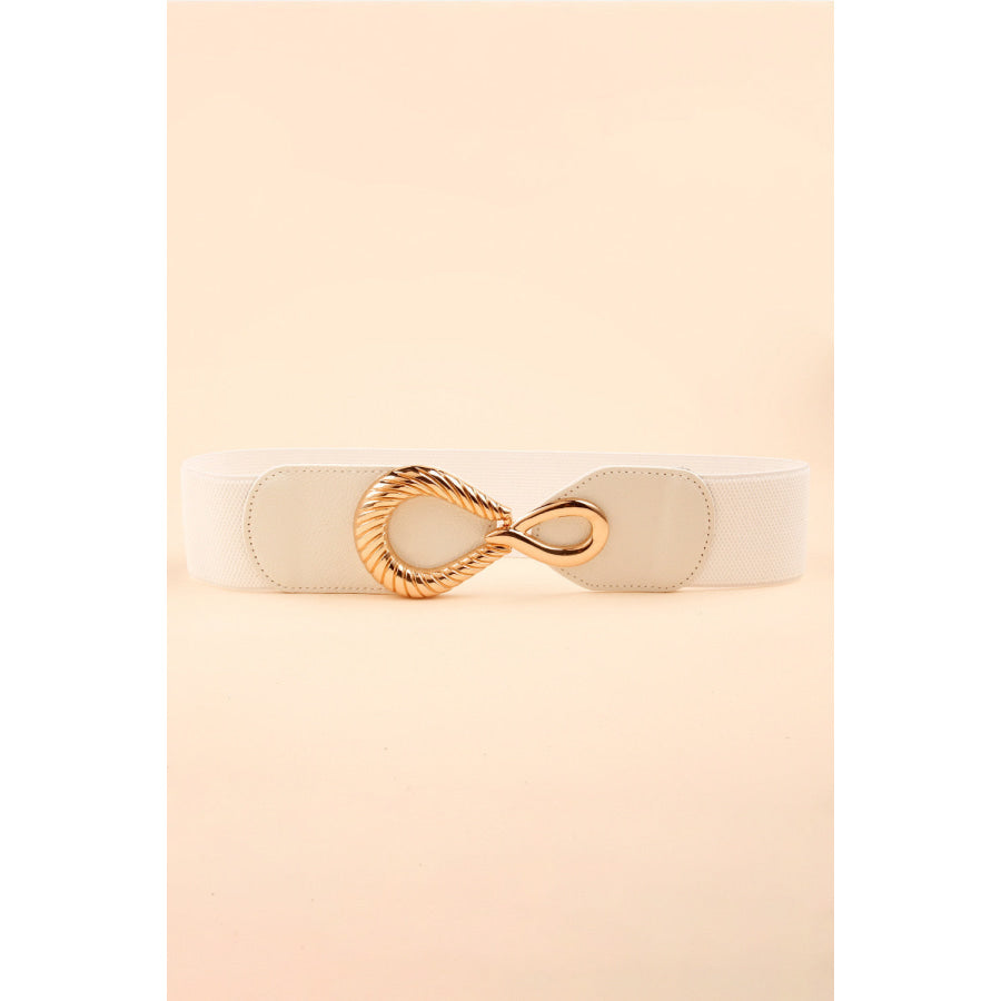Ribbed Alloy Buckle Elastic Belt White / One Size