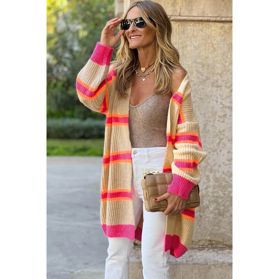 Ribbed Long Sleeve Cardigan Pastel Yellow / S