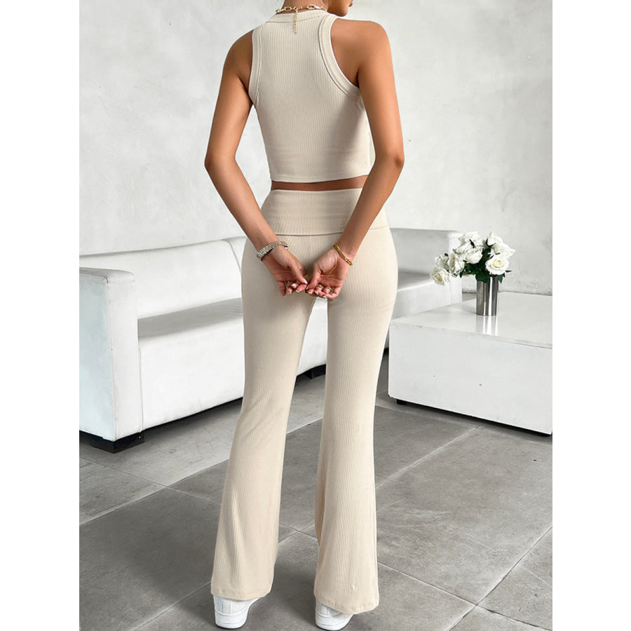 Ribbed Round Neck Tank and Pants Set Apparel and Accessories