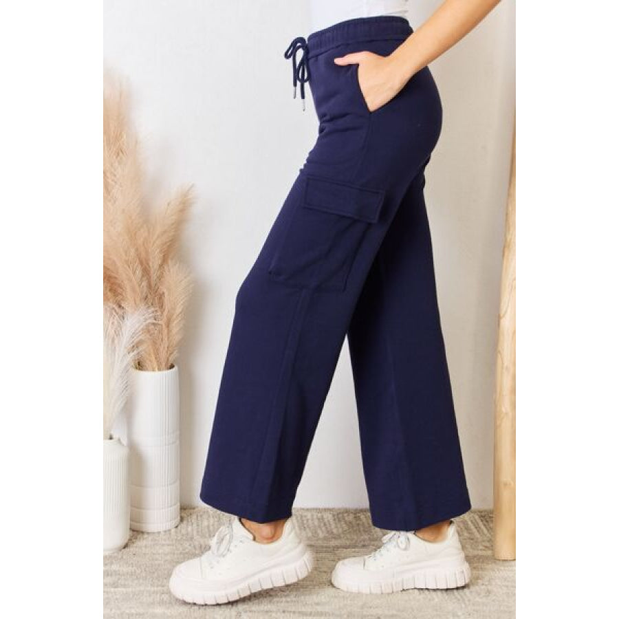 RISEN Drawstring Relaxed Cargo Wide Leg Pants Apparel and Accessories