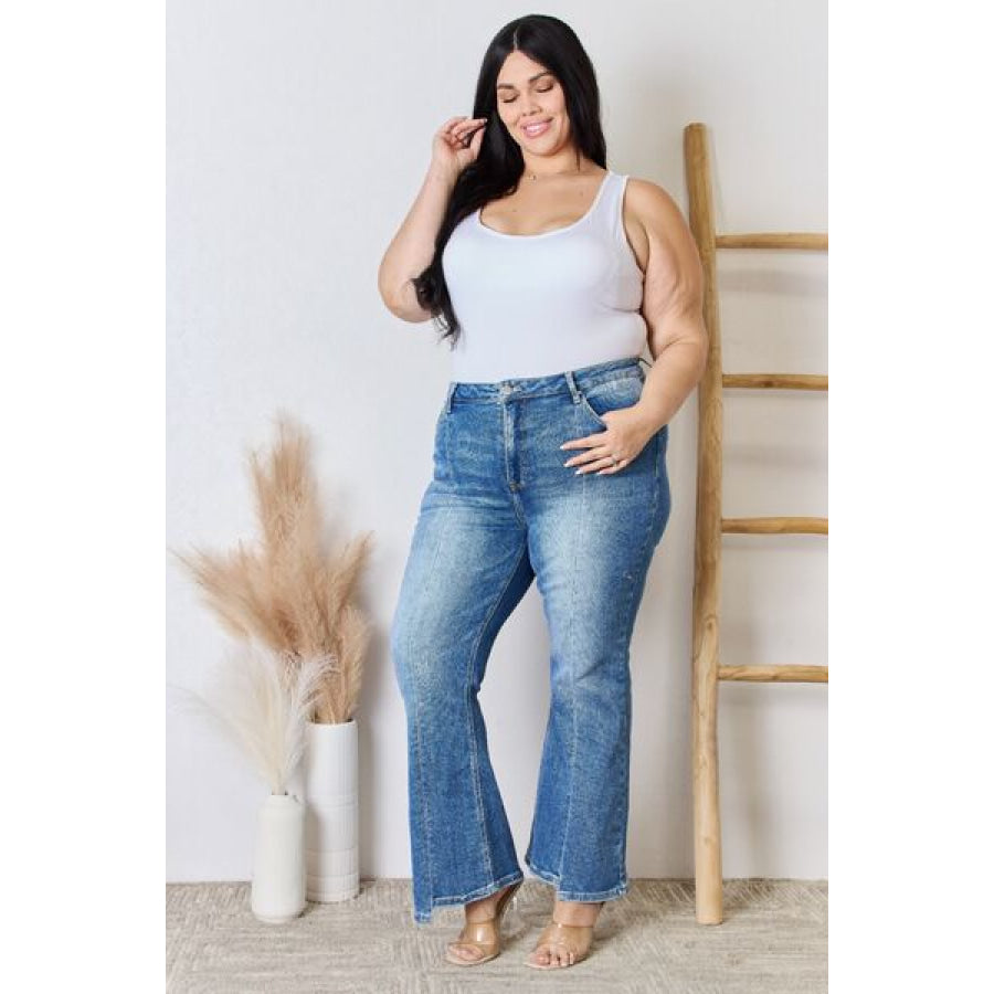 RISEN Full Size High Rise Ankle Flare Jeans Apparel and Accessories