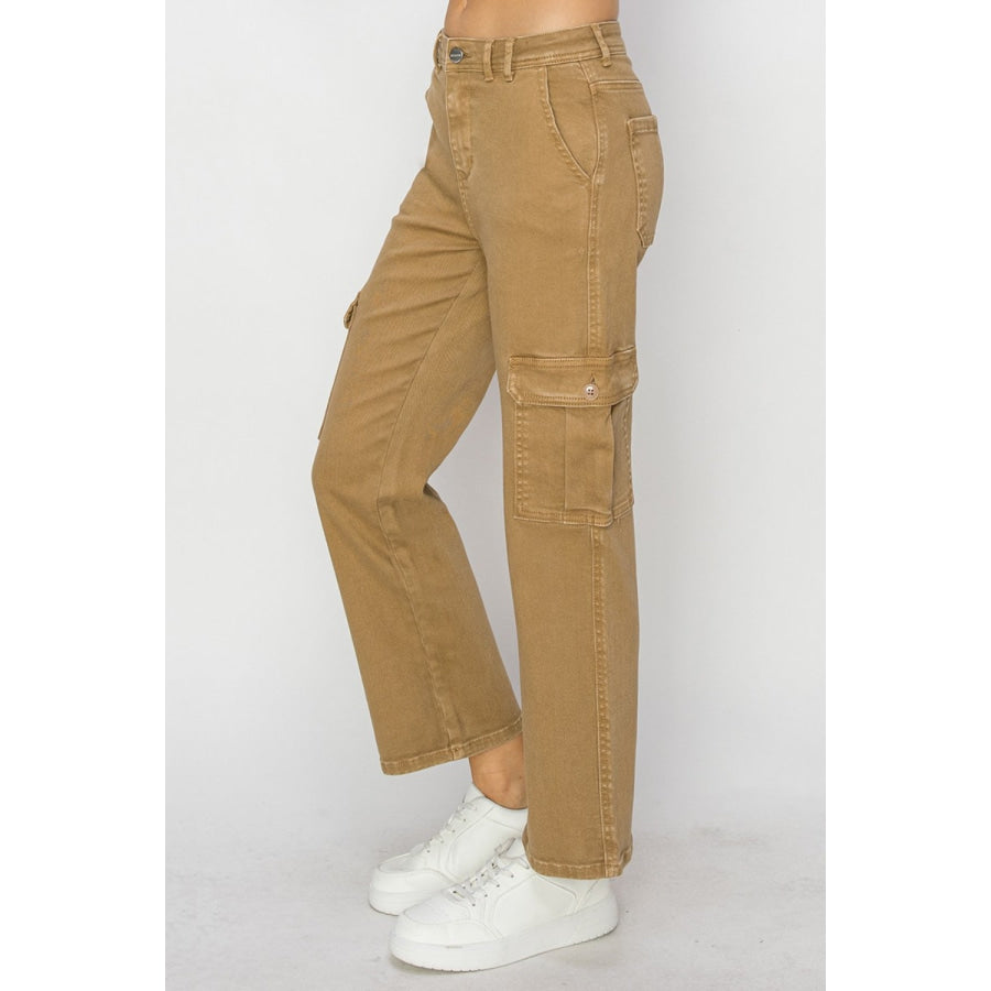 Risen Full Size High Rise Cargo Jeans Apparel and Accessories