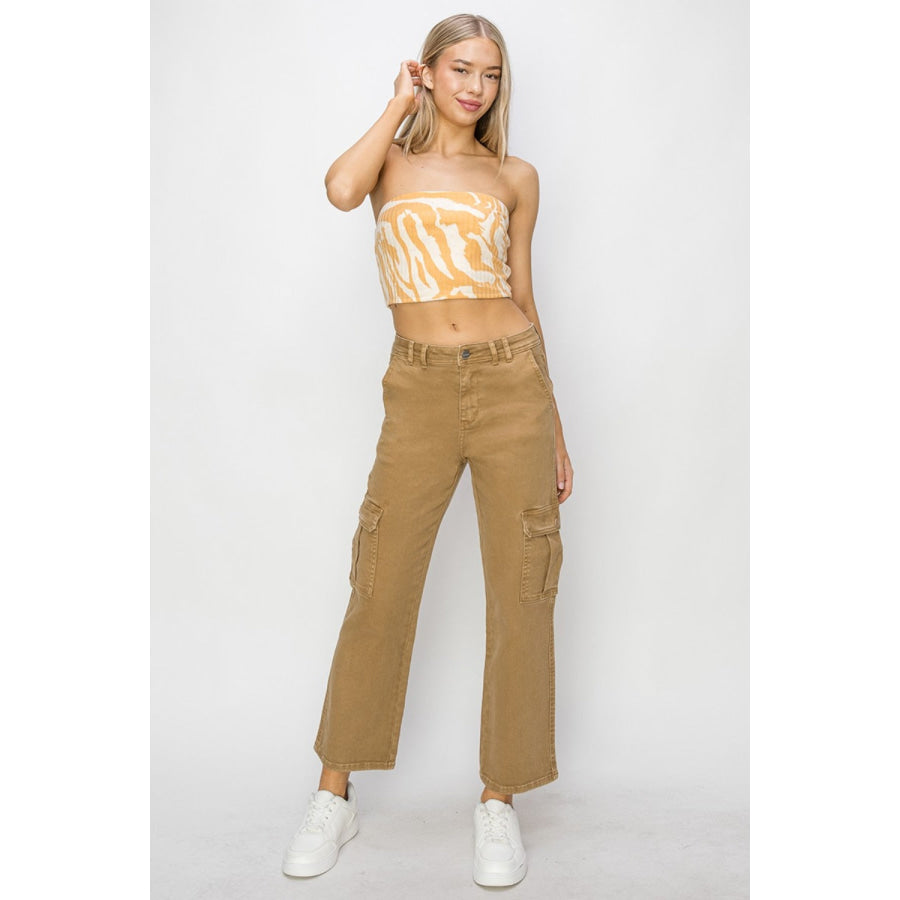 Risen Full Size High Rise Cargo Jeans Apparel and Accessories