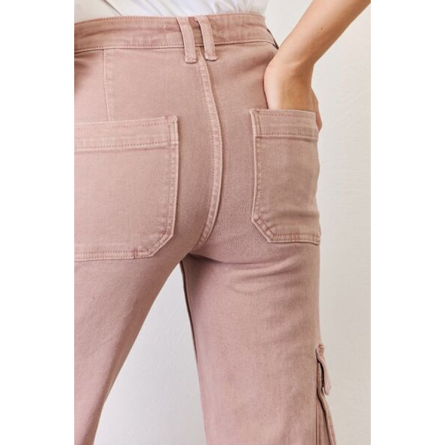 RISEN Full Size High Rise Cargo Wide Leg Jeans Clothing