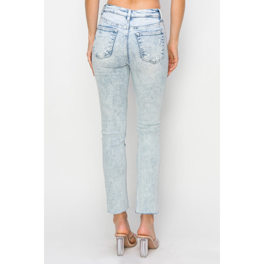 Risen Full Size High Rise Distressed Skinny Jeans Apparel and Accessories