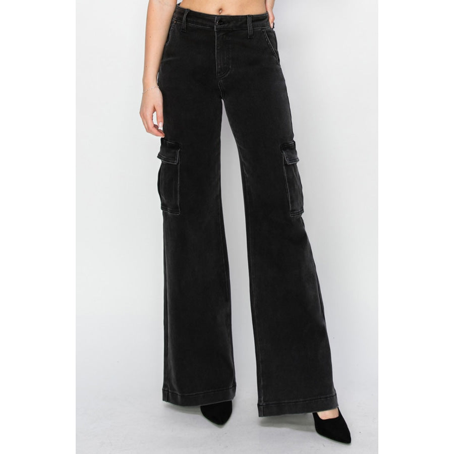 Risen Full Size High Rise Wide Leg Cargo Jeans Apparel and Accessories
