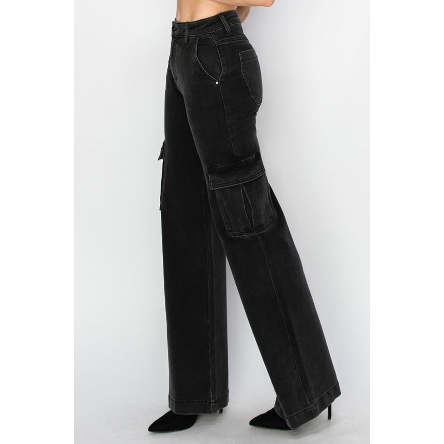 Risen Full Size High Rise Wide Leg Cargo Jeans Apparel and Accessories