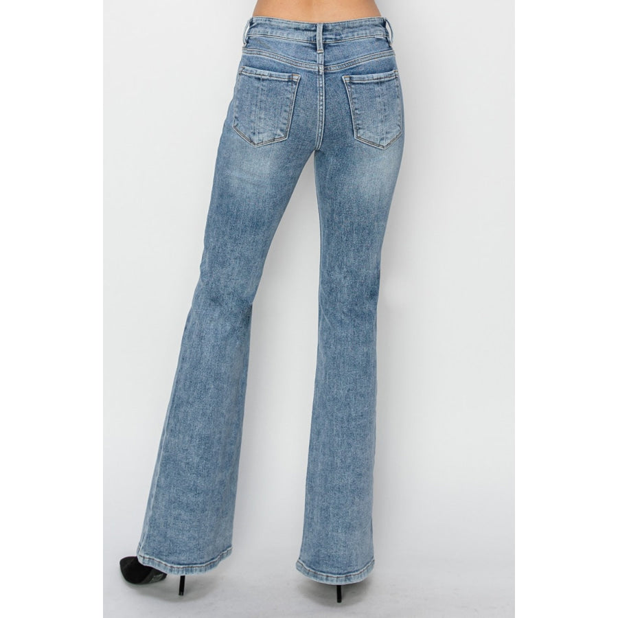 RISEN Full Size Mid Rise Bootcut Jeans Apparel and Accessories
