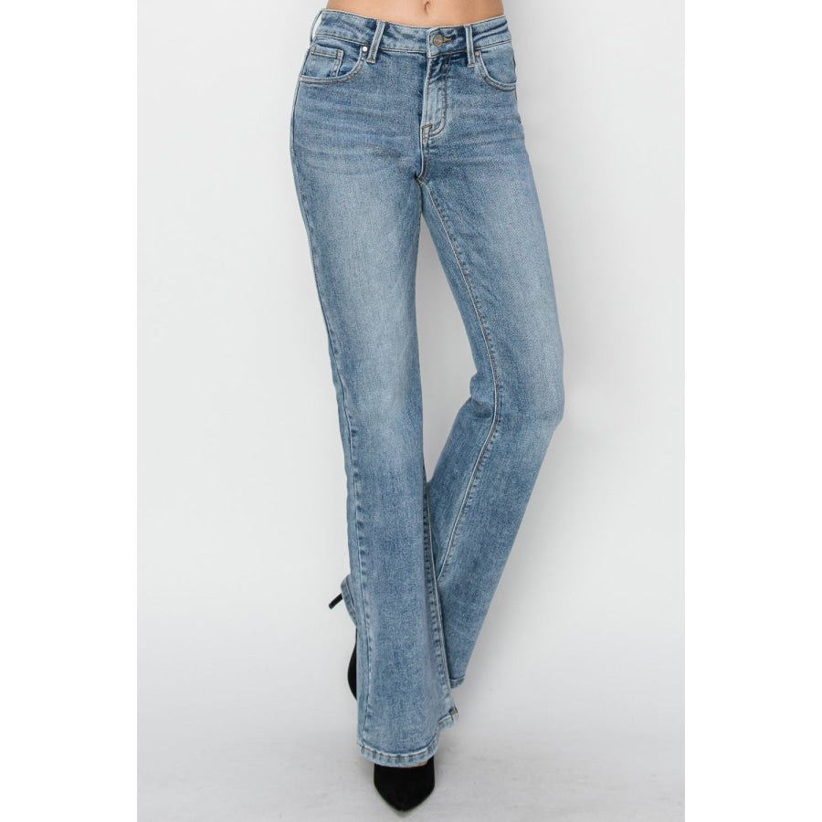 RISEN Full Size Mid Rise Bootcut Jeans Apparel and Accessories