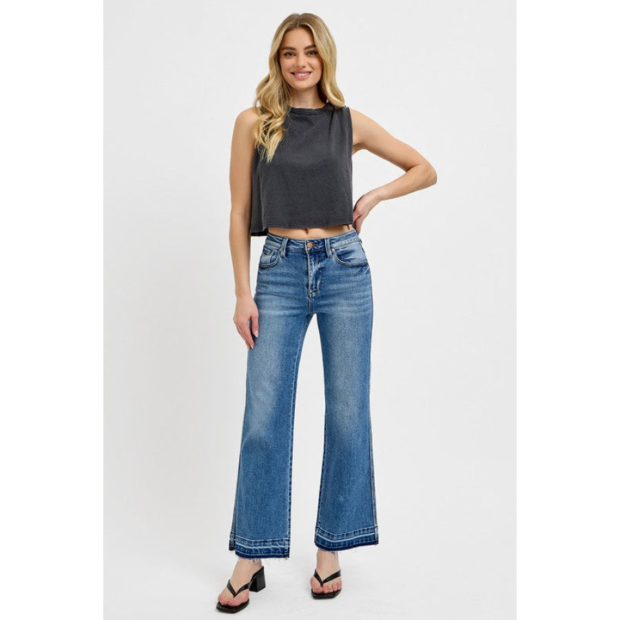 RISEN Full Size Raw Hem Ankle Bootcut Jeans Plus Size Apparel and Accessories