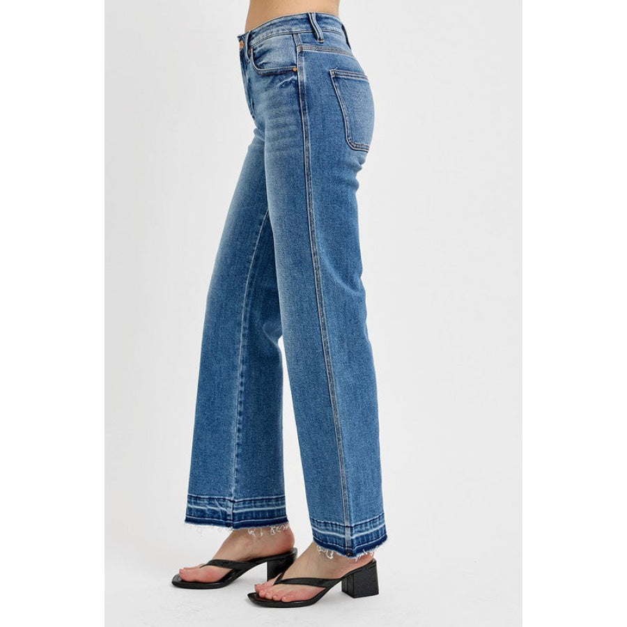 RISEN Full Size Raw Hem Ankle Bootcut Jeans Plus Size Apparel and Accessories