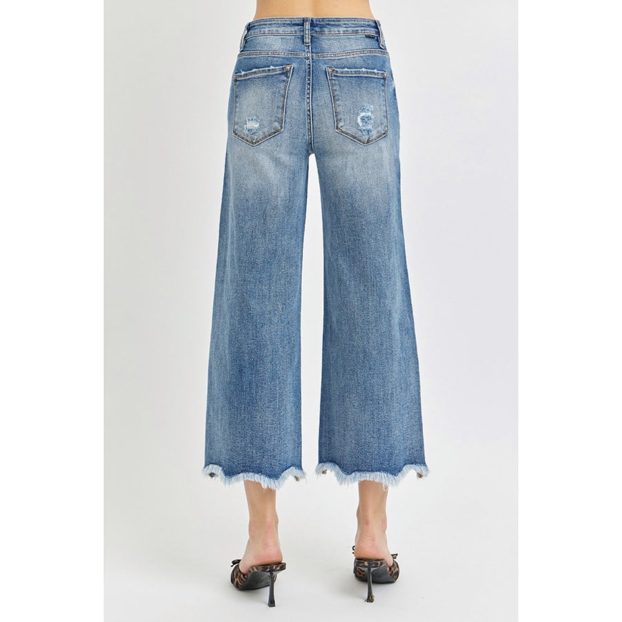 Risen High Rise Cropped Flare Jeans Apparel and Accessories