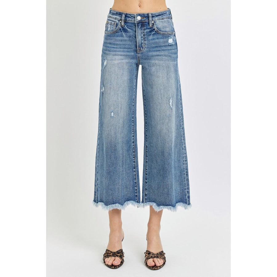 Risen High Rise Cropped Flare Jeans Apparel and Accessories