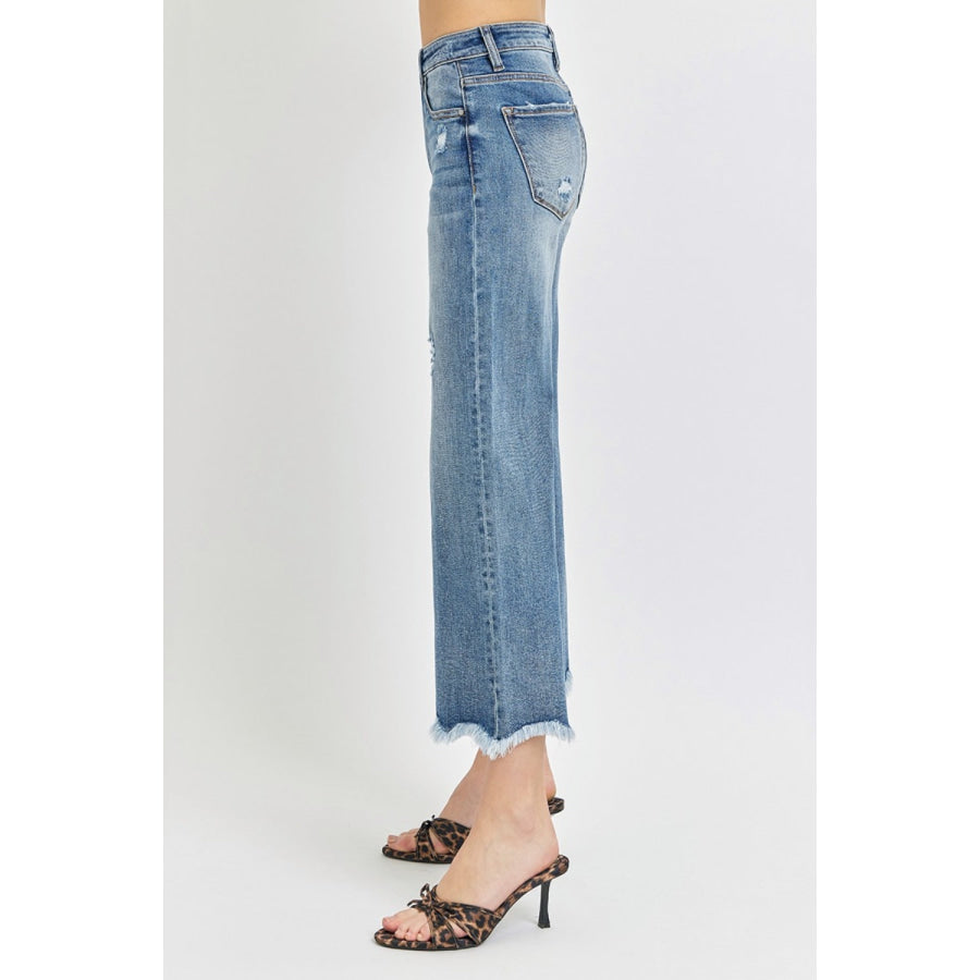 Risen High Rise Cropped Flare Jeans Apparel and Accessories