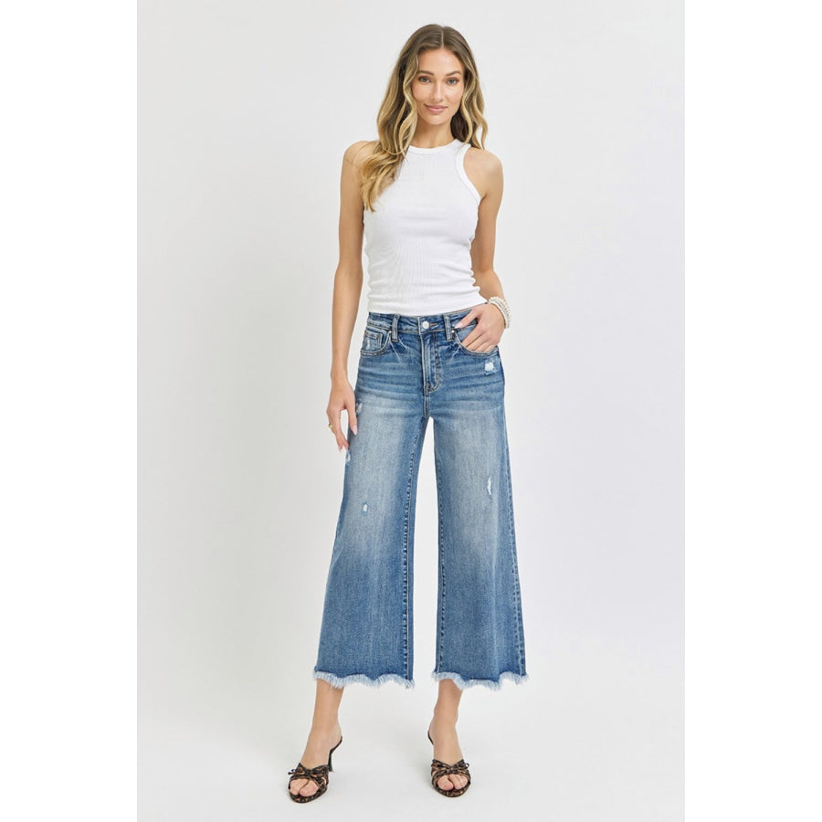 Risen High Rise Cropped Flare Jeans Apparel and Accessories