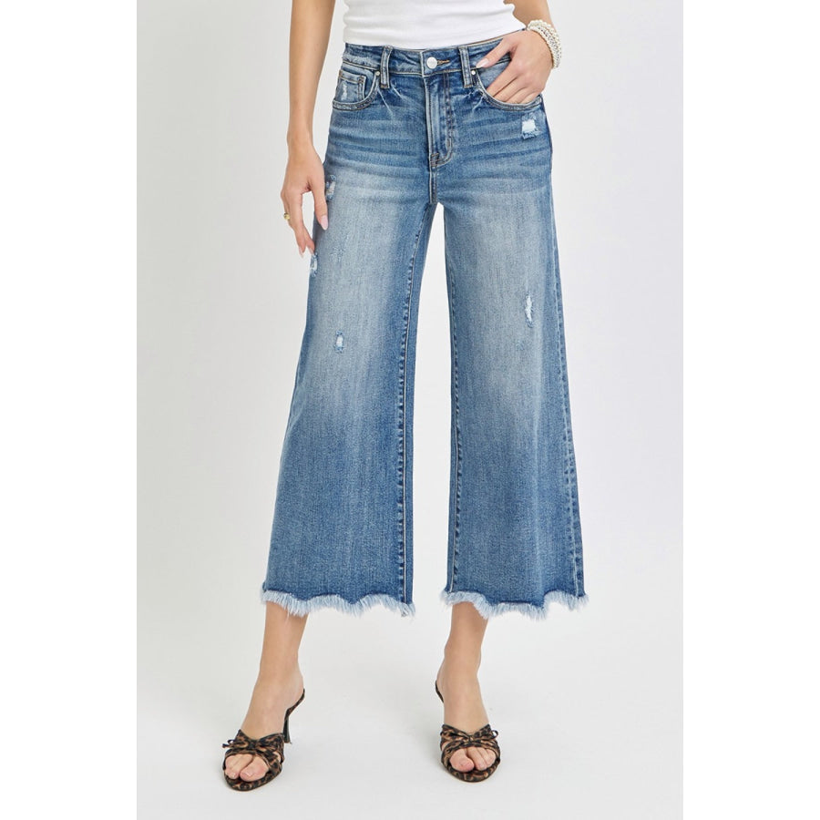 Risen High Rise Cropped Flare Jeans Apparel and Accessories