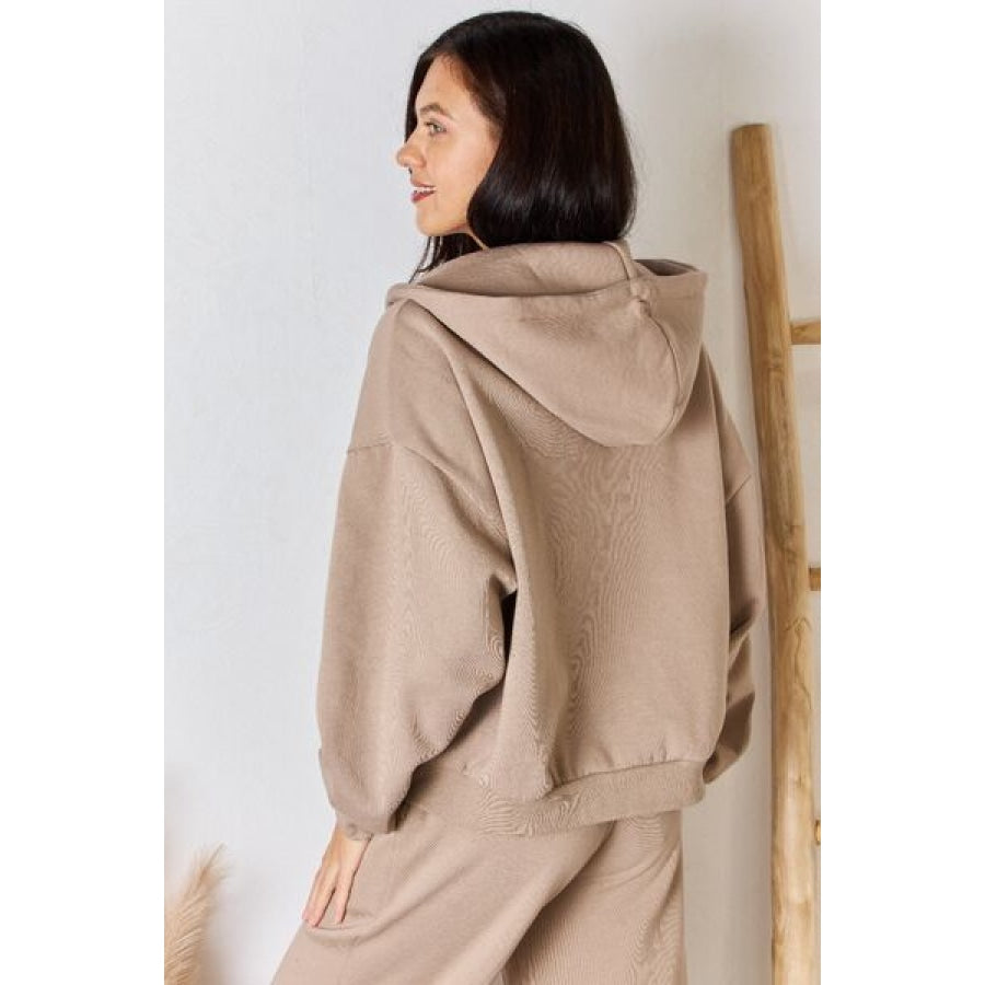 RISEN Oversized Zip Up Drawstring Hoodie Sand / S Apparel and Accessories