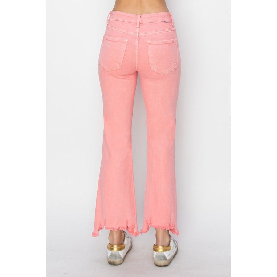 RISEN Raw Hem Bootcut Jeans with Pockets Apparel and Accessories