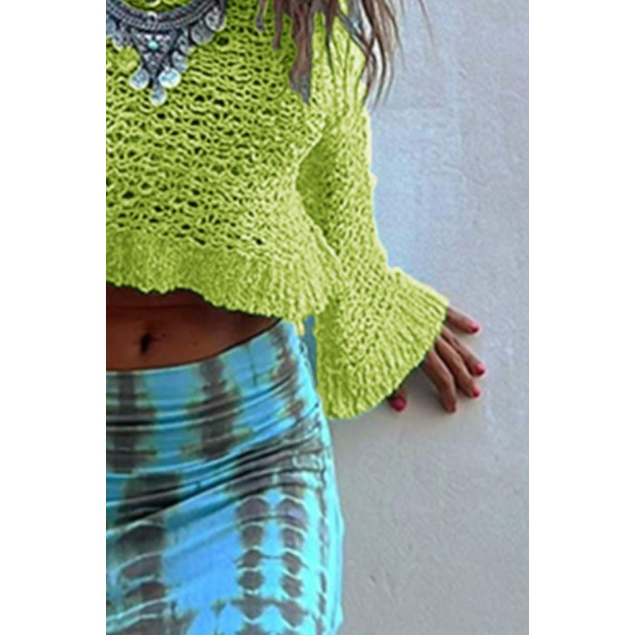 Round Neck Long Sleeve Knit Cover Up Apparel and Accessories